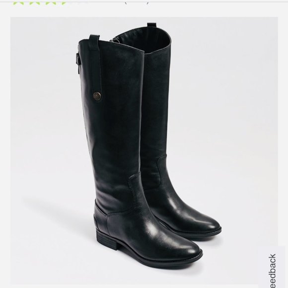 Sam Edelman Penny Black Knee High Leather Riding Boots 7.5M - Picture 1 of 12